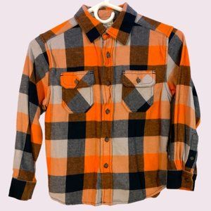 Glory Flannel Plaid Button Down Long Sleeve Boys Youth Tee Shirt
